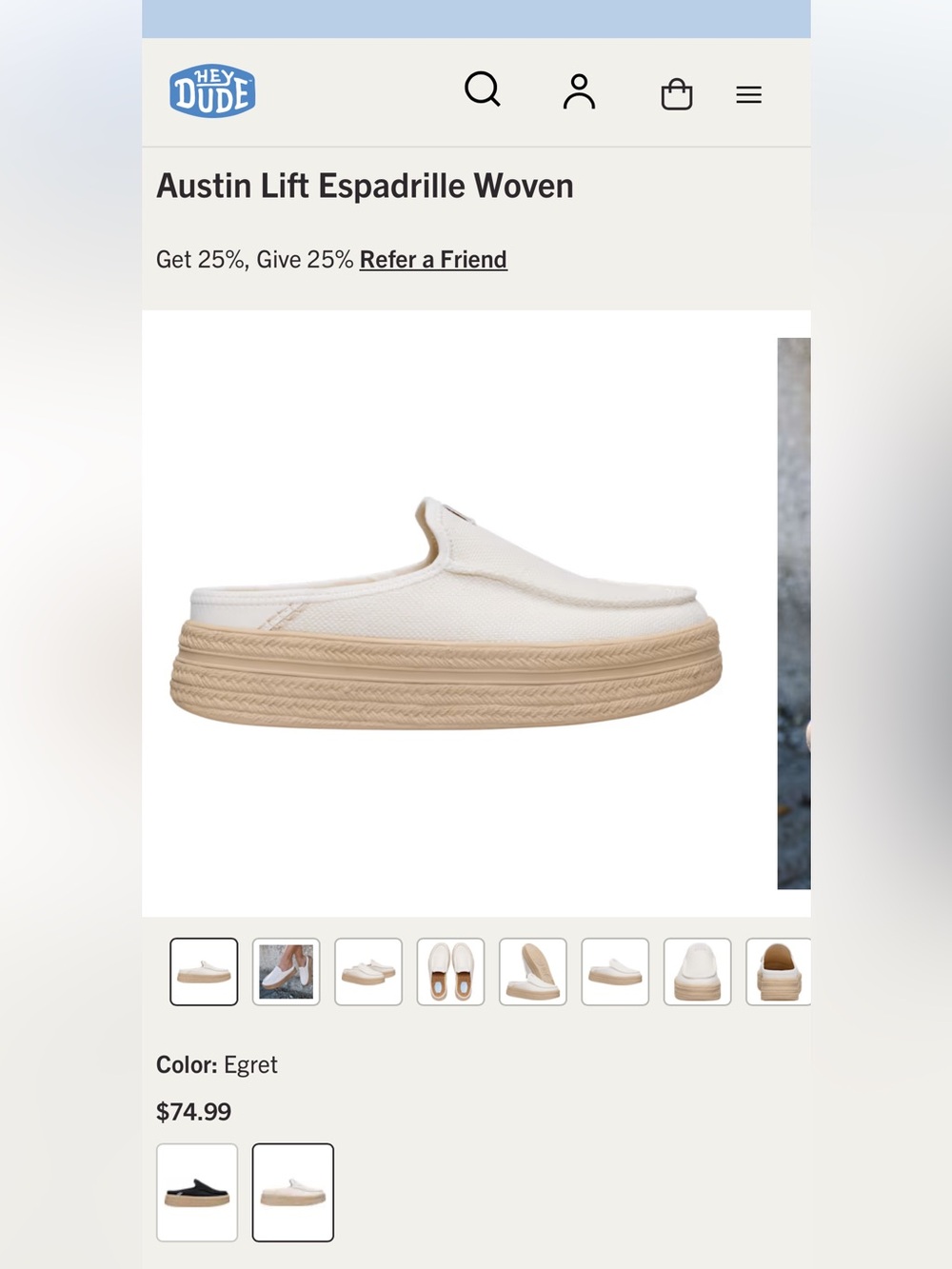 NEW IN BOX HEYDUDE Canvas Slip-On Platform Austin Lift Espadrille Woven size 8 - Picture 2 of 16